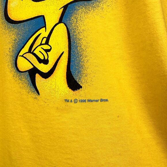 Vintage Tweety Bird Big Print T Shirt 90s Mens Sz L Yellow Looney Tunes Cartoon - Picture 5 of 8